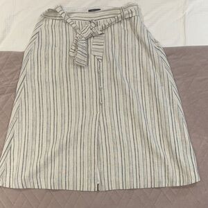 RW&CO. Beige and Black Striped A-Line Skirt